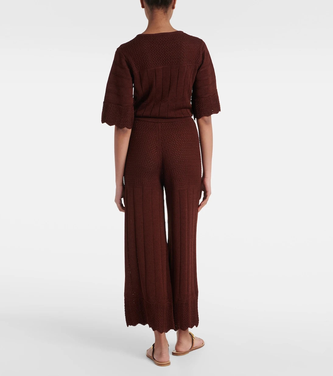 Eres - Récit open-knit cotton-blend wide-leg pants