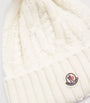 Moncler White Virgin Wool-Cashmere Pom-Pom Beanie