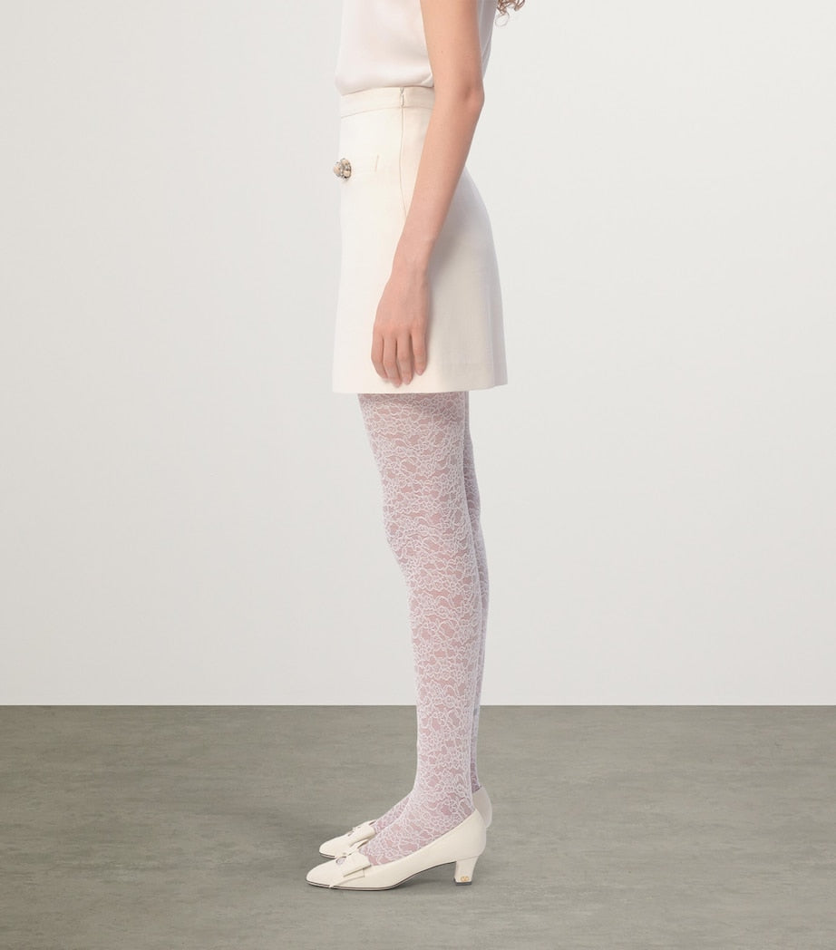 Valentino Ivory Virgin Wool-Silk Mini Skirt