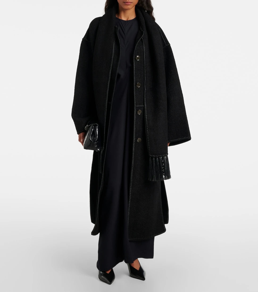 Toteme - Embroidered wool-blend scarf coat
