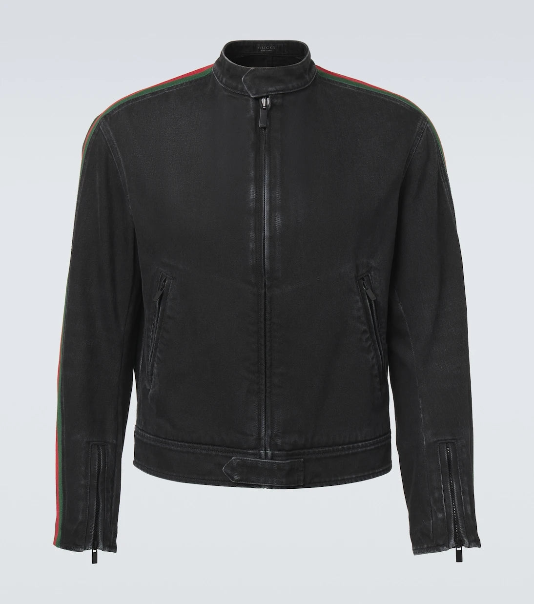 Gucci - Web Stripe denim biker jacket