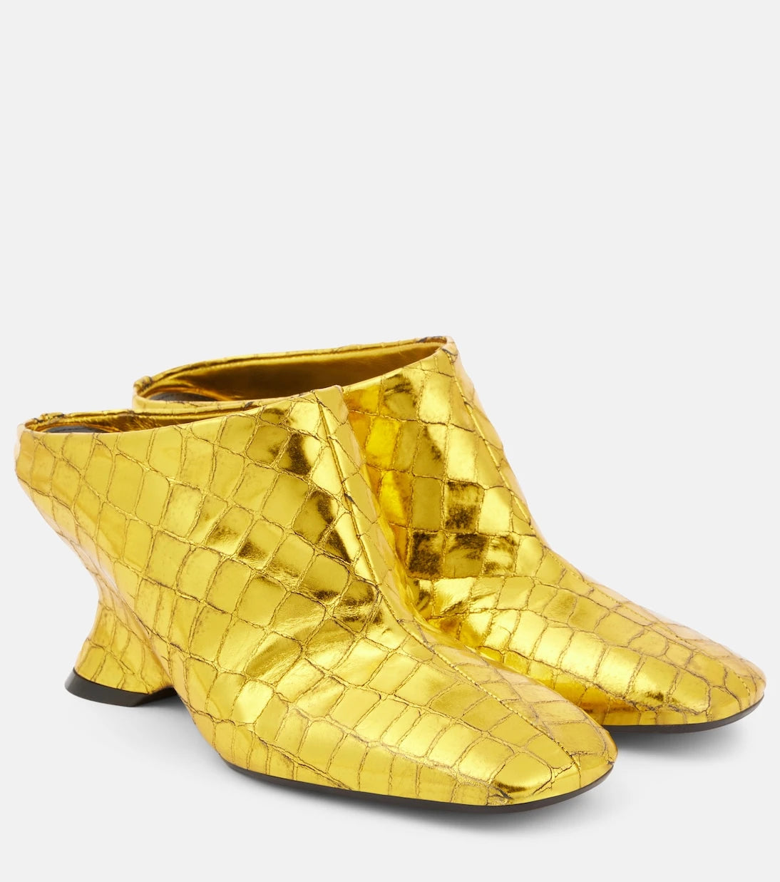 Dries Van Noten - Croc-effect leather wedge mules