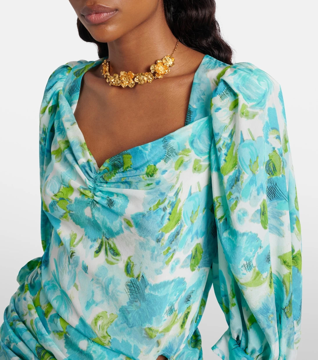 Chloé - Draped floral silk minidress