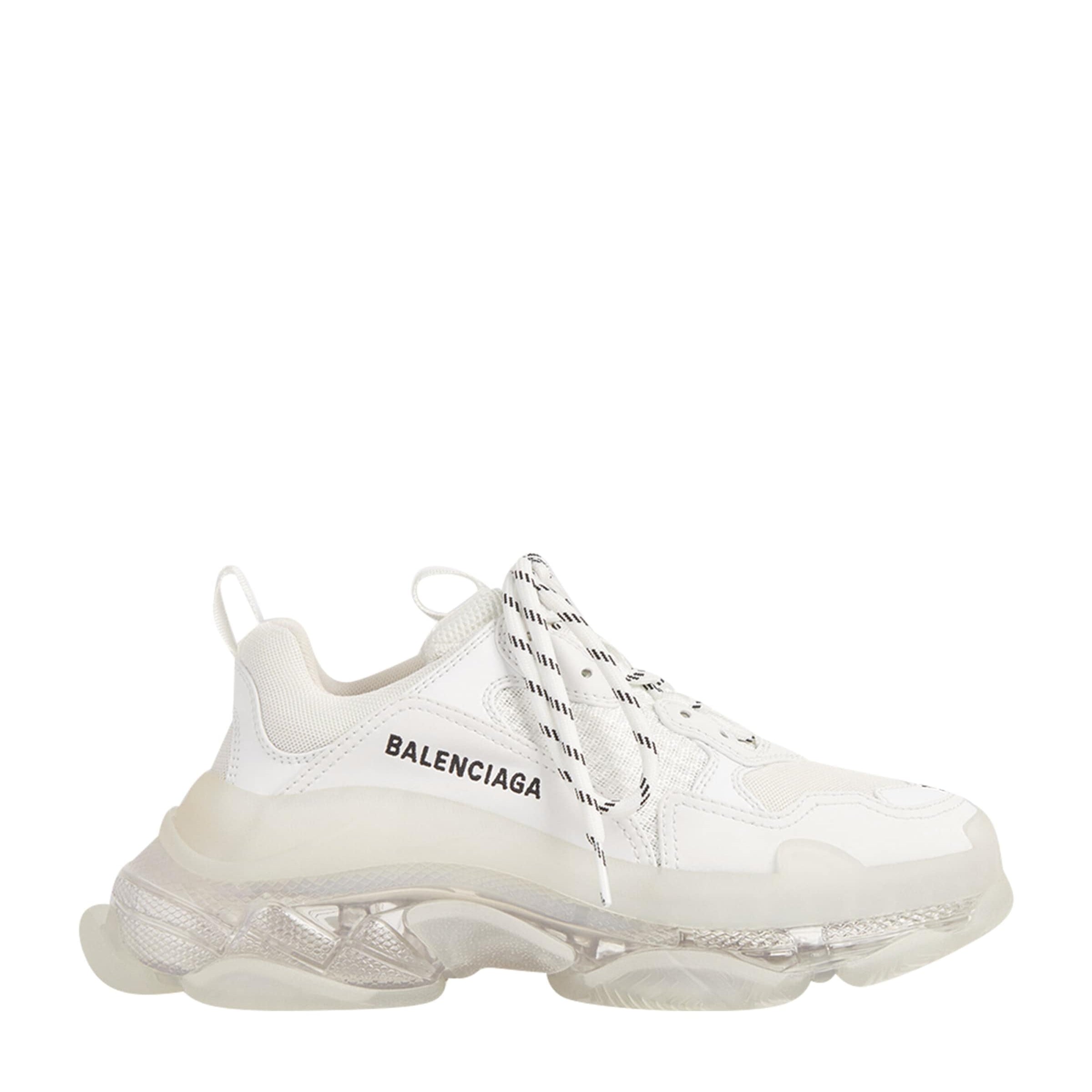 White Triple S Clear Sole Washed Sneakers