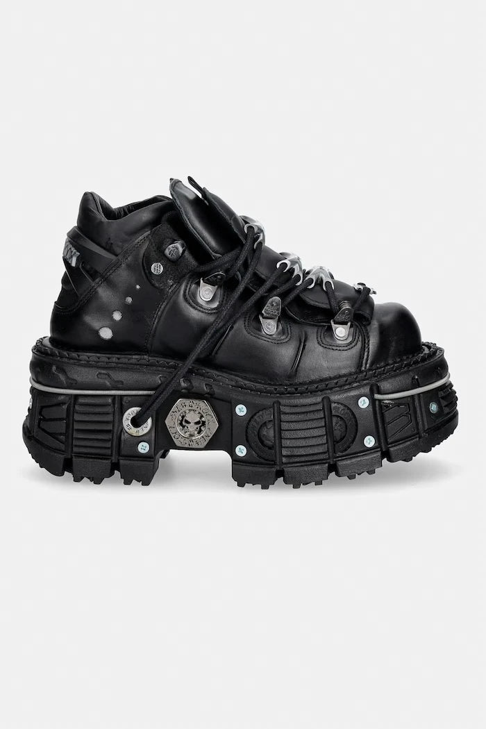 New Rock ITALI NEGRO, TERNERA NEGRO, PULIK NEGRO kadın deri spor ayakkabı