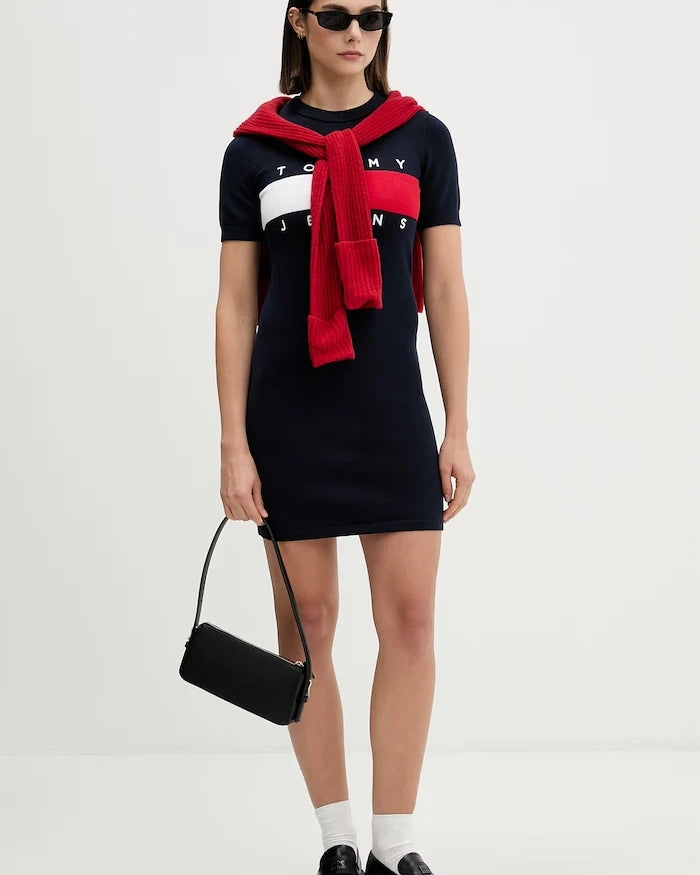 Tommy Jeans pamuklu kazak elbise