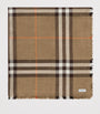 Beige Wool-Silk Reversible Check Scarf