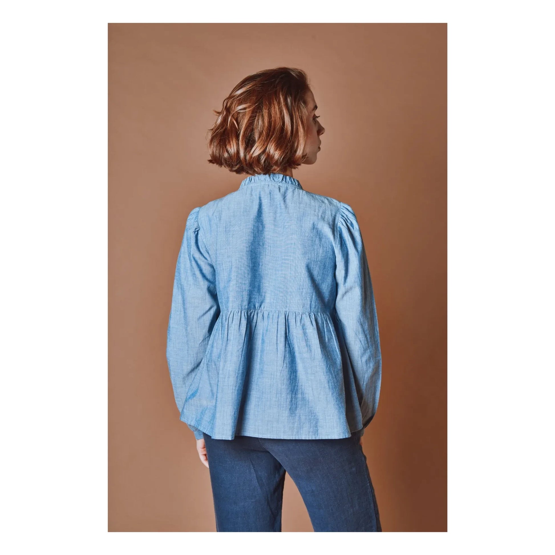Emile et Ida - Smocks Chambray Cotton Blouse | Blue