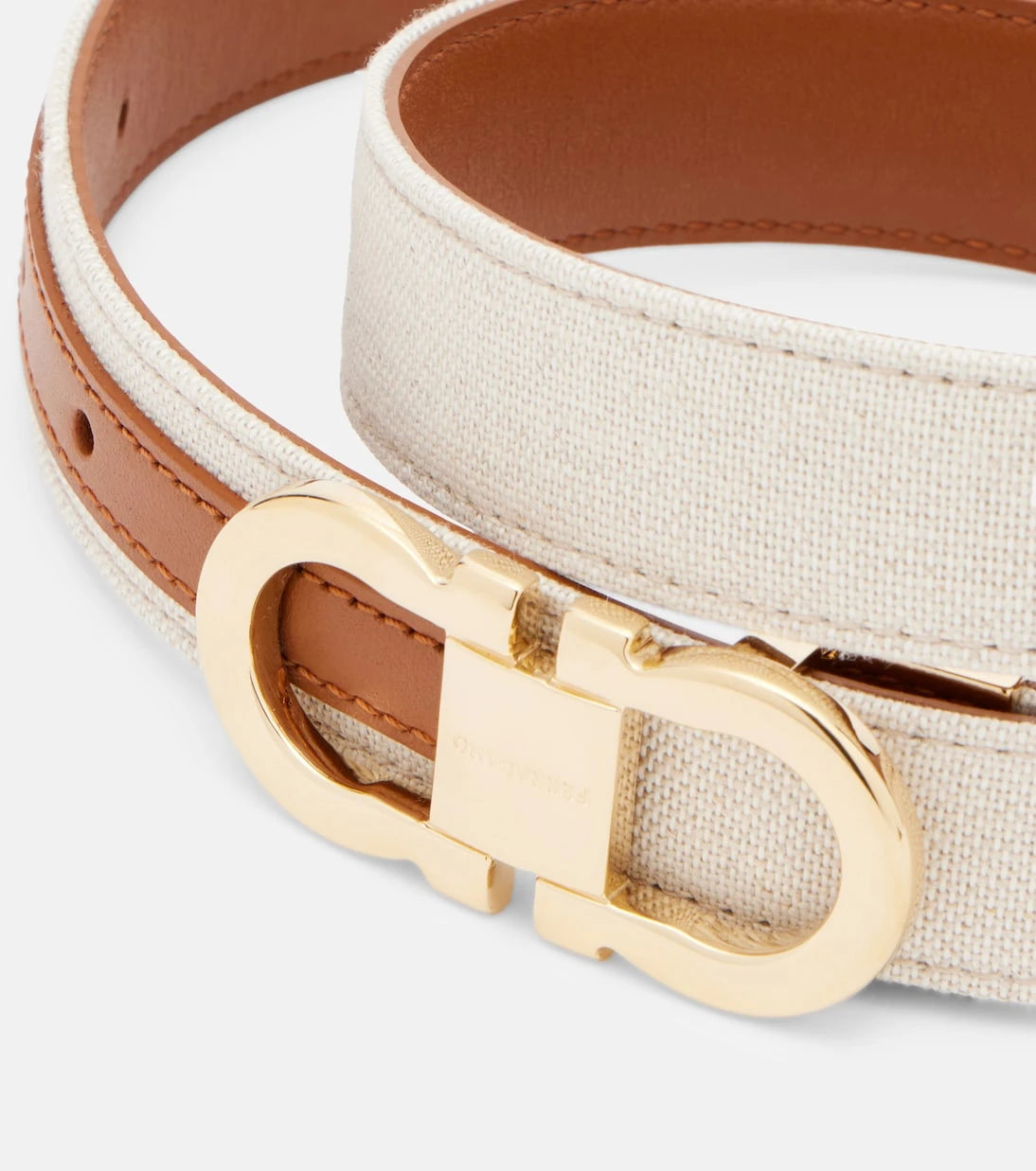 Ferragamo - Gancini canvas and leather belt