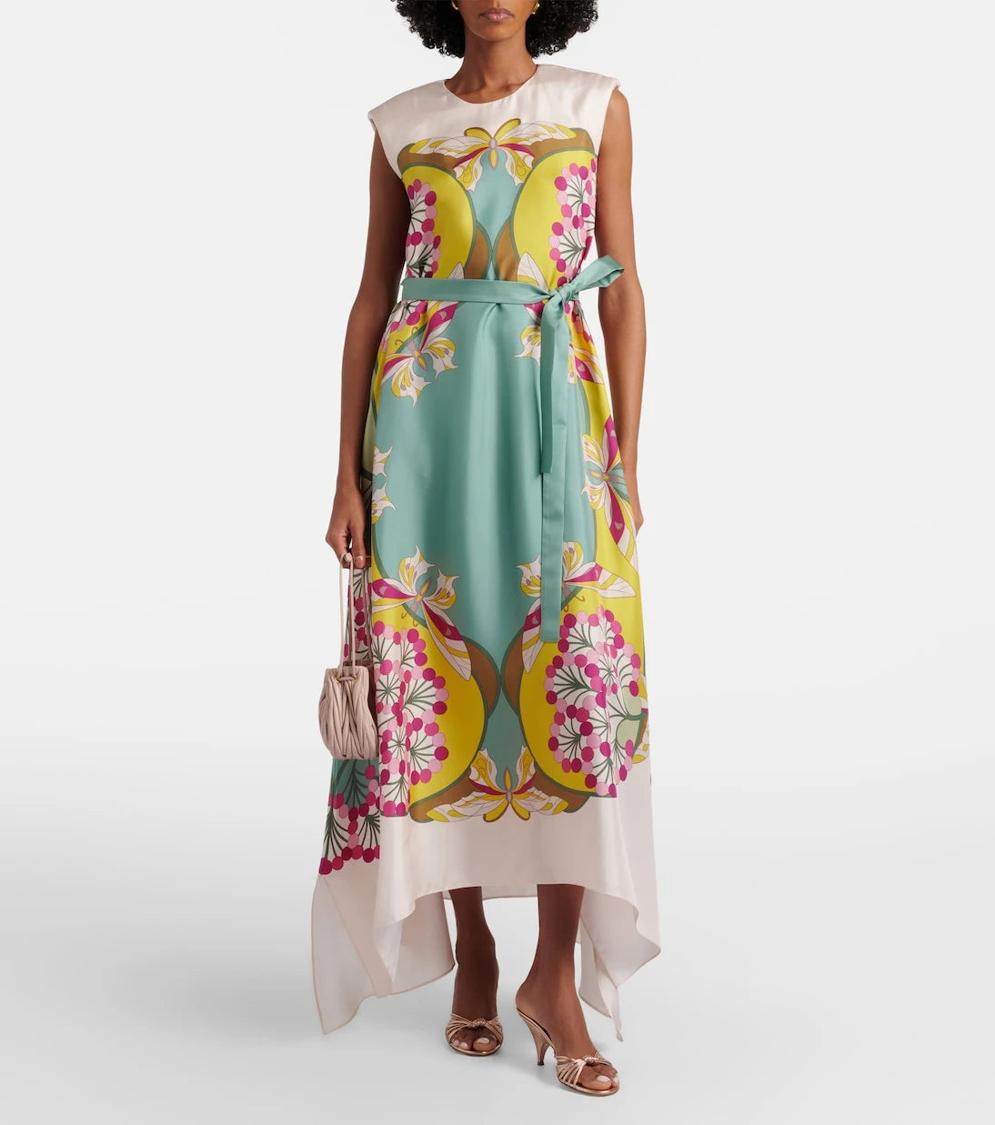 La DoubleJ - San Carlo printed silk satin midi dress