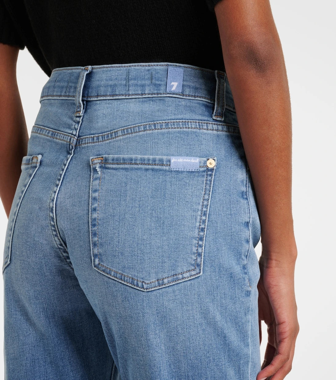 7 For All Mankind - جينز بقصة ضيقة وخصر متوسط الارتفاع