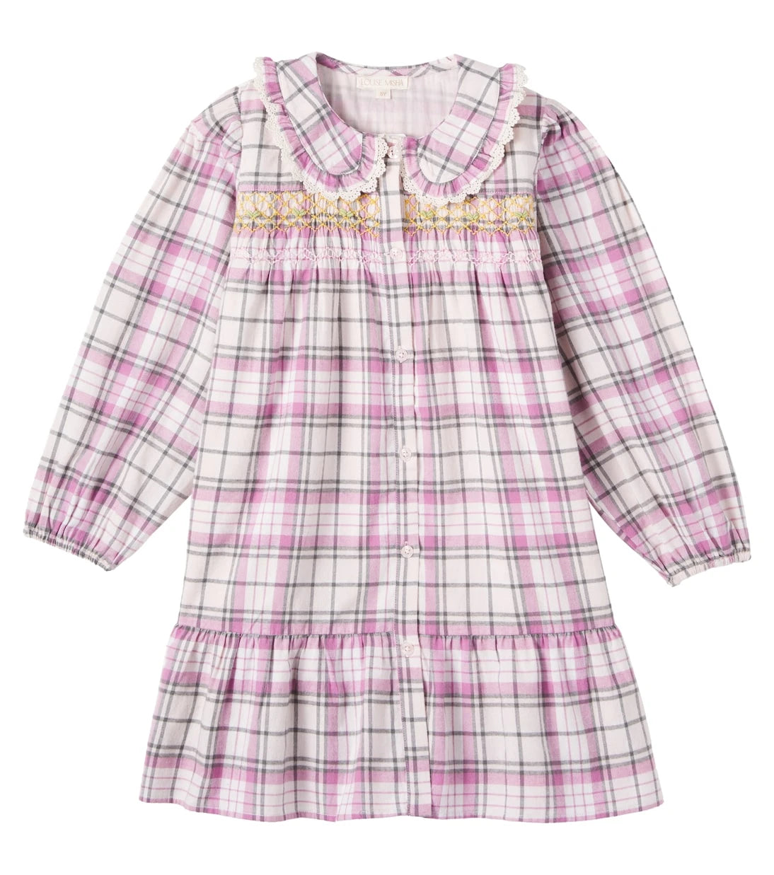 Louise Misha - Plaid shirred cotton dress