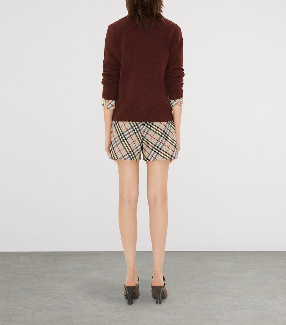 Burgundy Cashmere EKD-Embroidered Cardigan