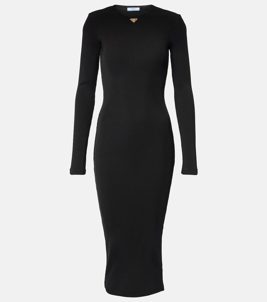 Prada - Logo ribbed-knit midi dress