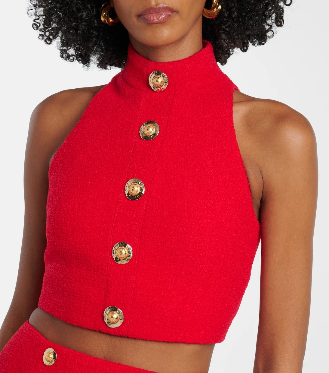 Balmain - Halterneck wool-blend crêpe top