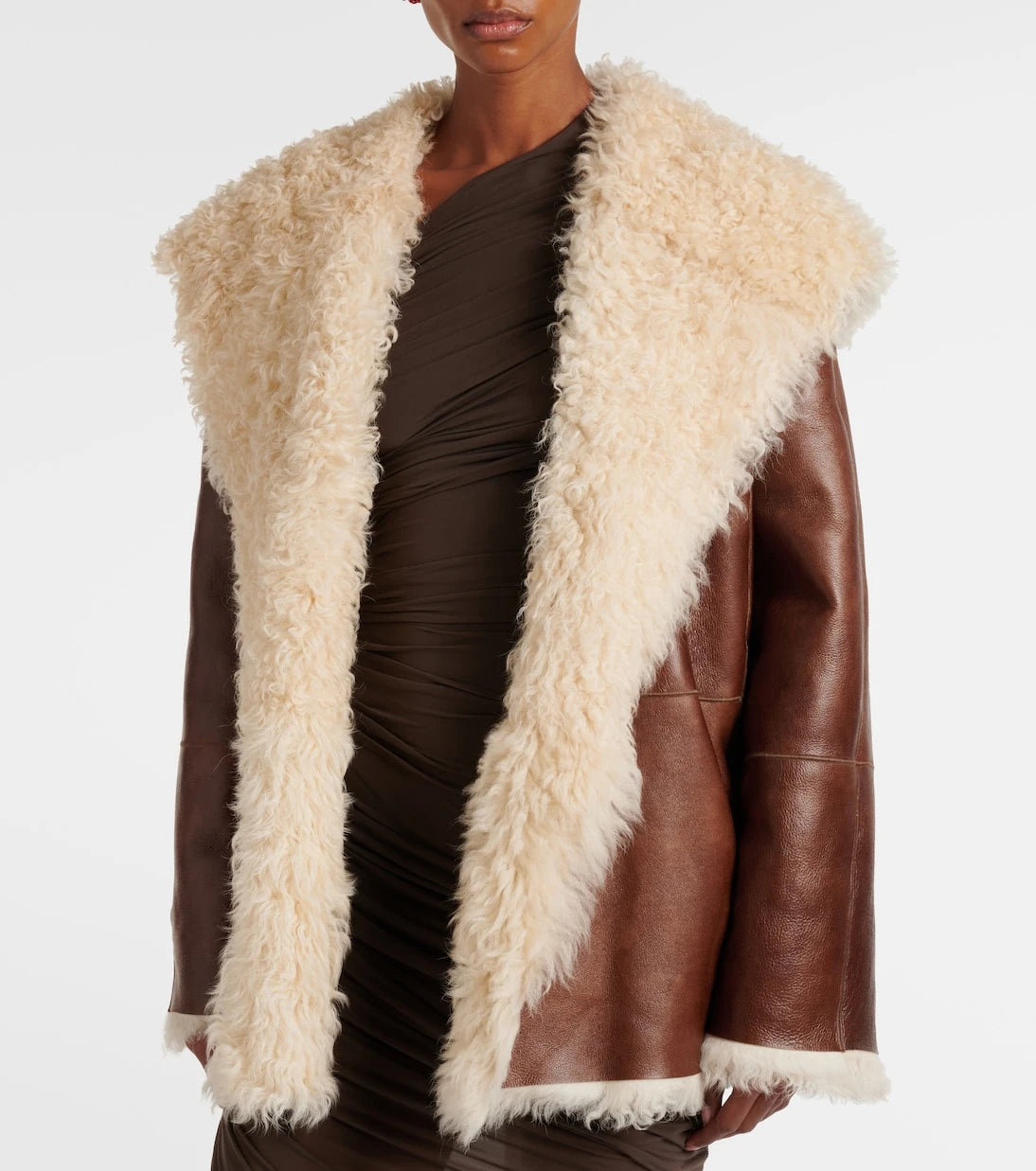 Magda Butrym - Shearling-trimmed leather jacket