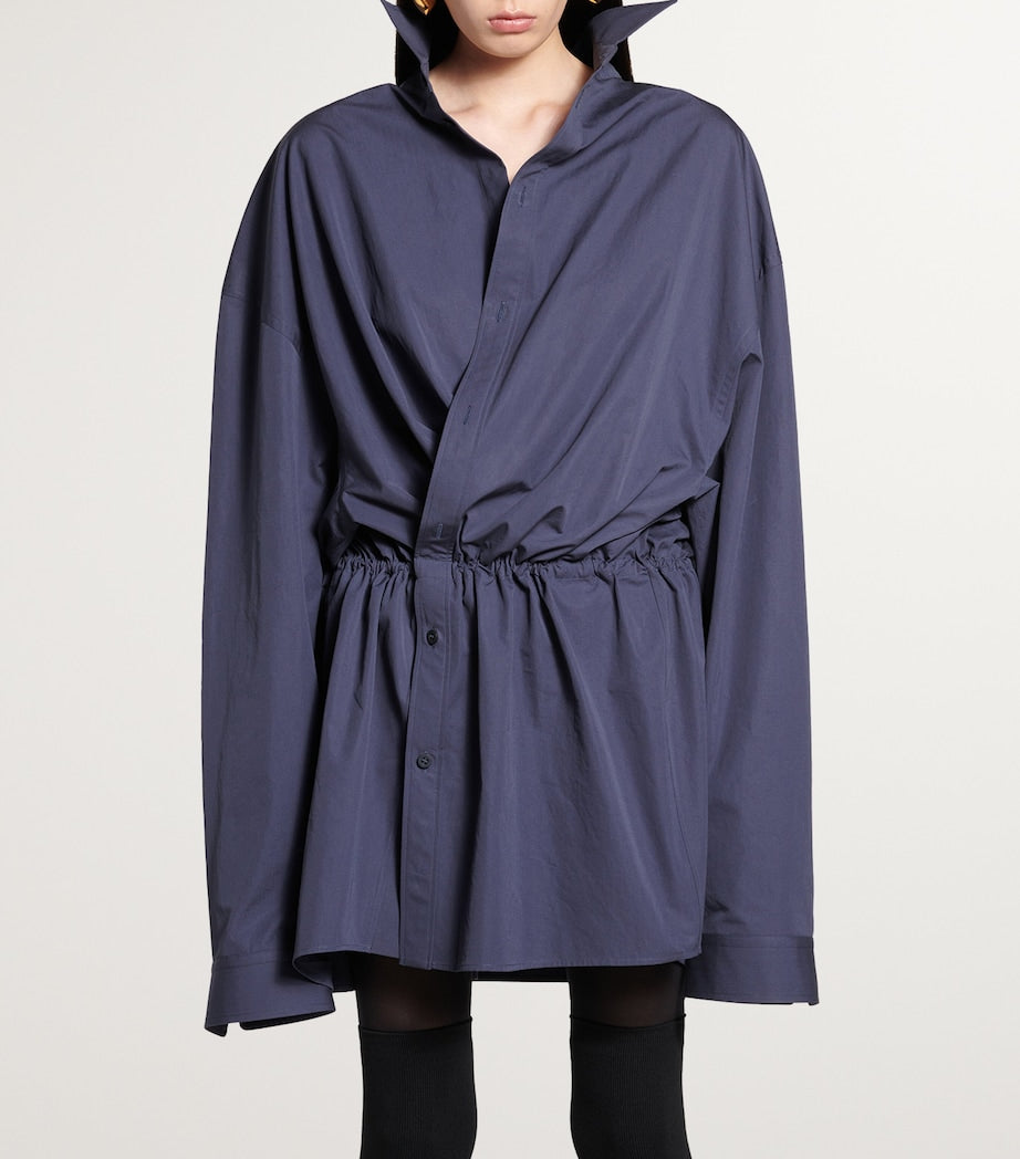 Balenciaga Blue Cotton Mini Shirt Dress