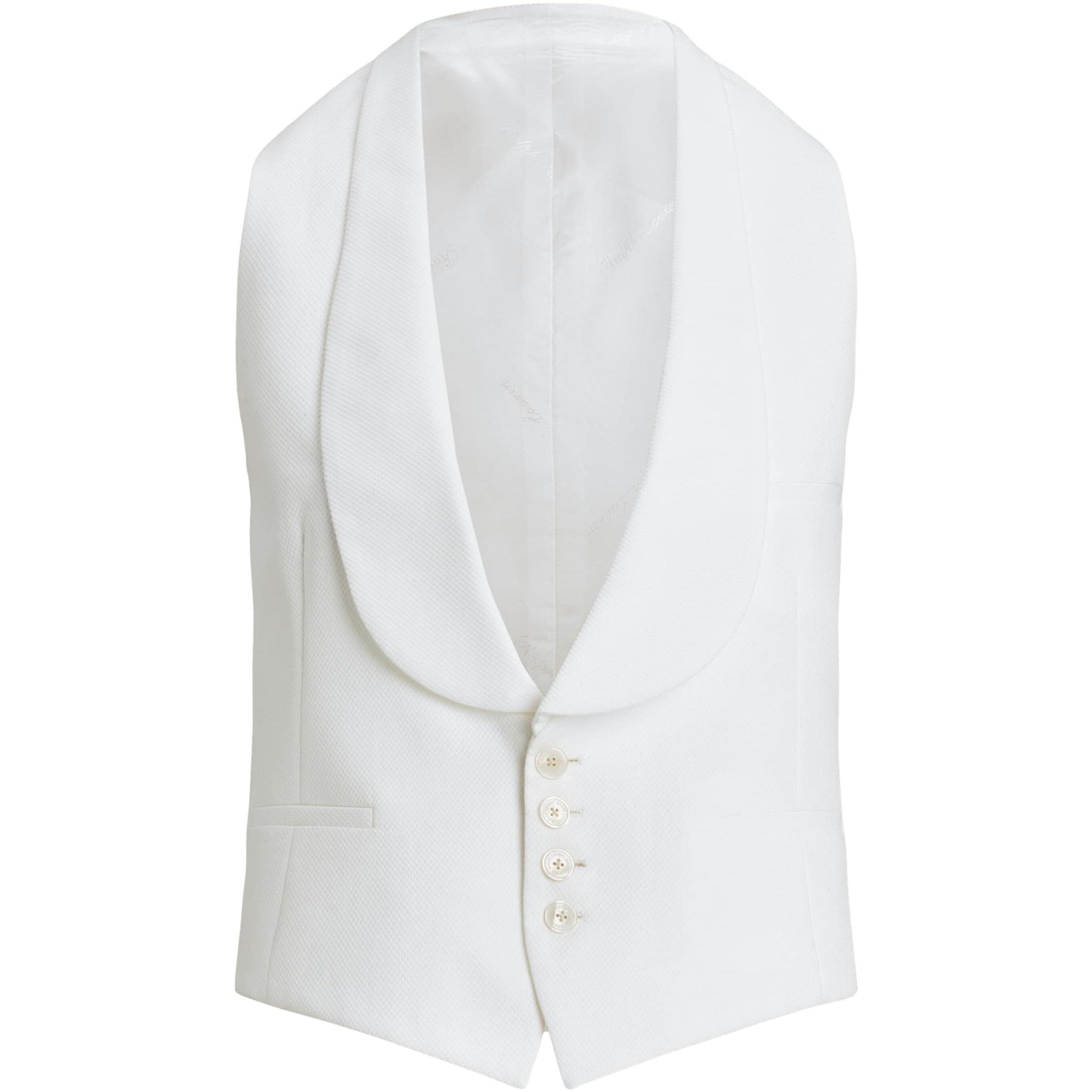 Ralph Lauren Collection White Cotton Piqué Zeke Waistcoat