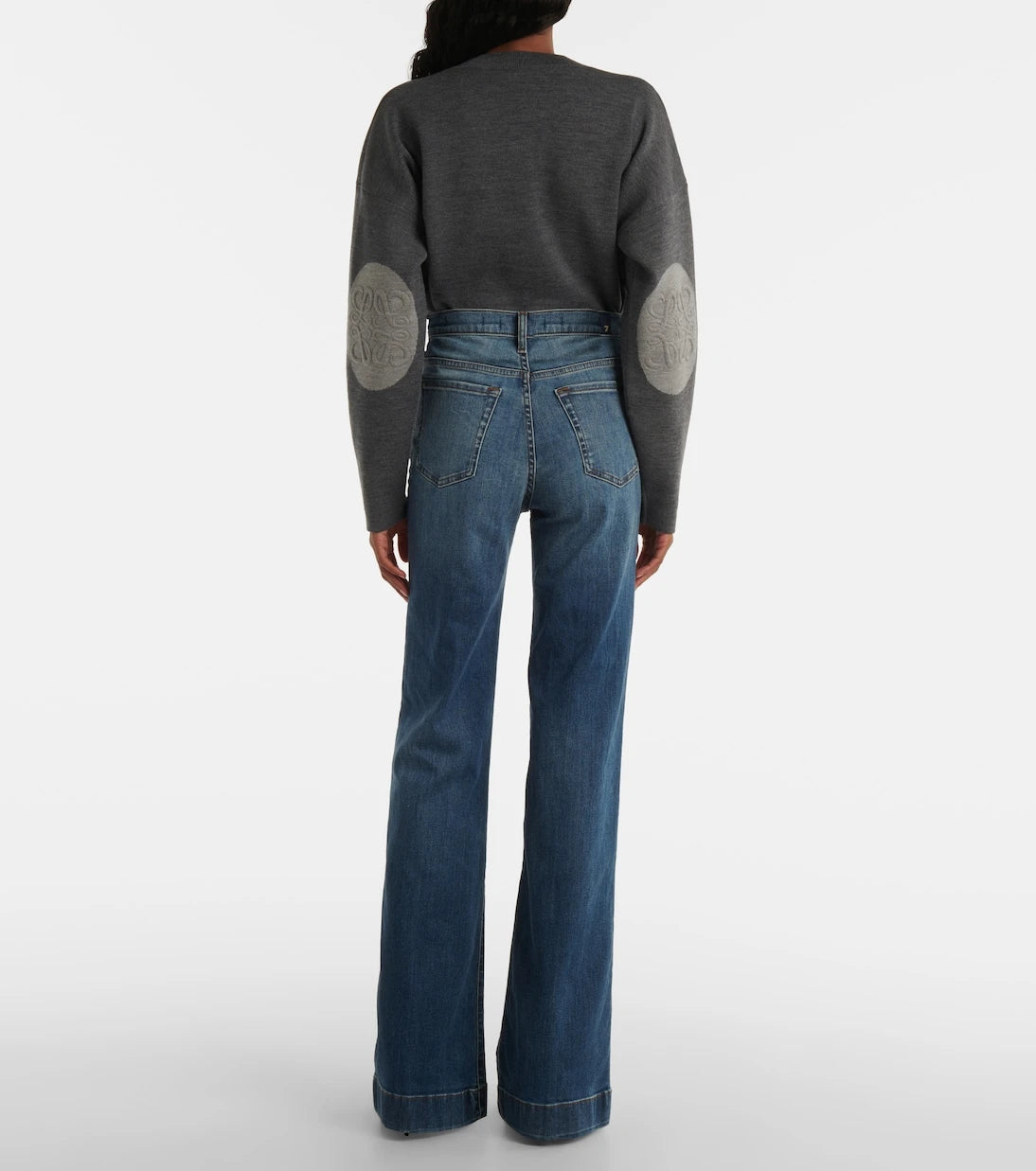 7 For All Mankind - بنطلون جينز مودرن دوجو بقصة واسعة وخصرٍ عالٍ