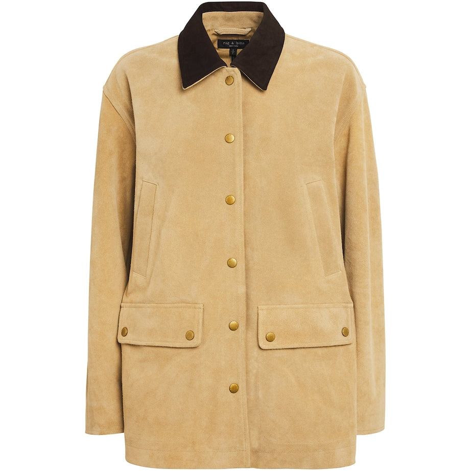 Rag & Bone Beige Calf Suede Cassidy Jacket