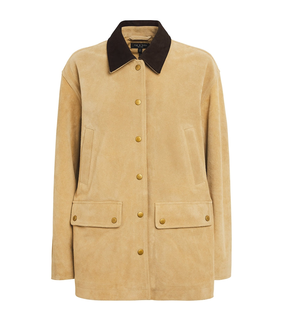 Rag & Bone Beige Calf Suede Cassidy Jacket