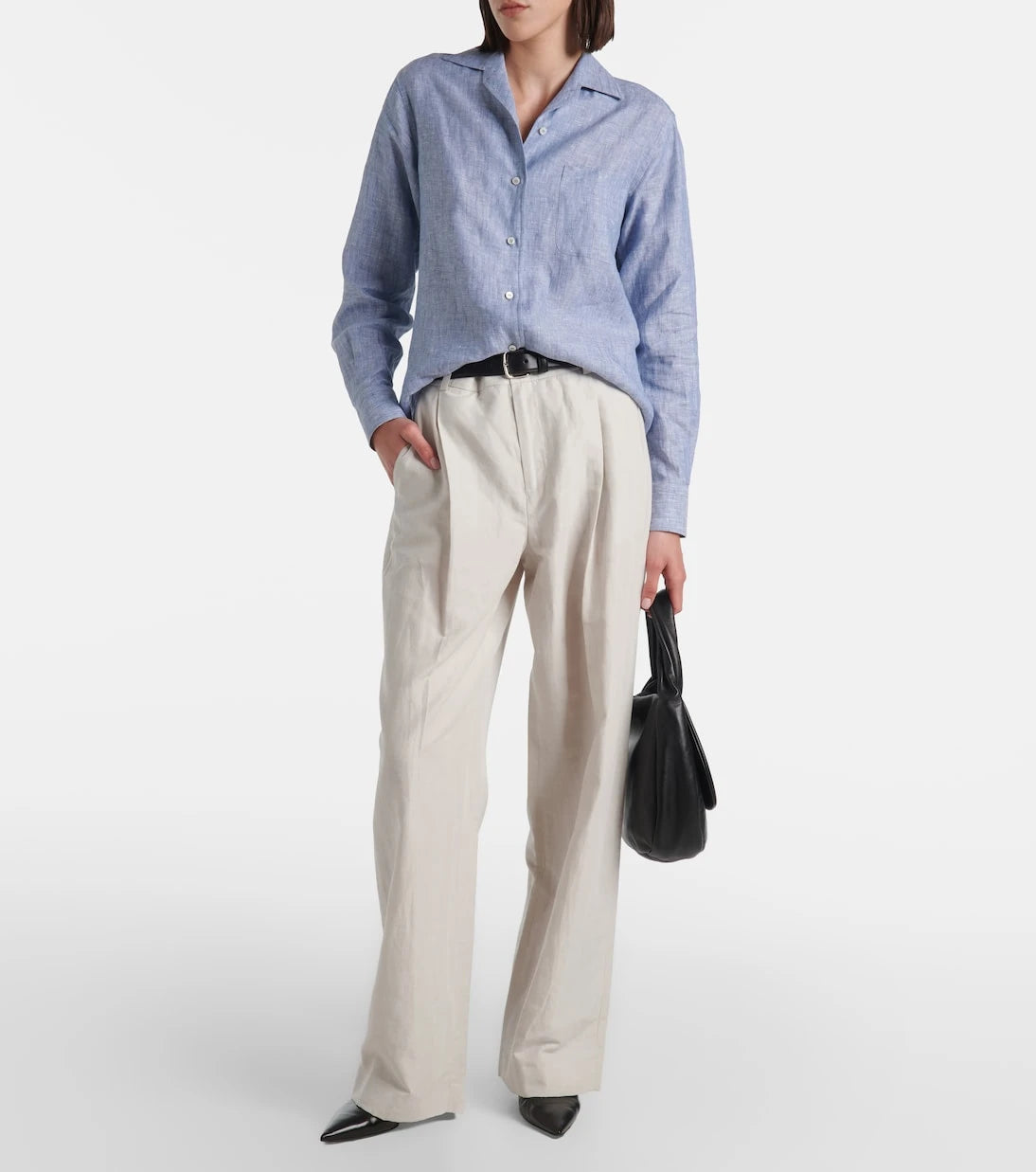 Vince - High-rise cotton-blend wide-leg pants