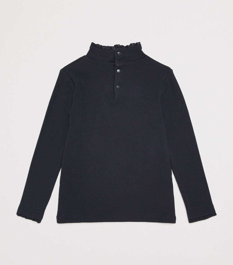 Stretch-Cotton Ruffle-Neck Sweater (3-12 Years)