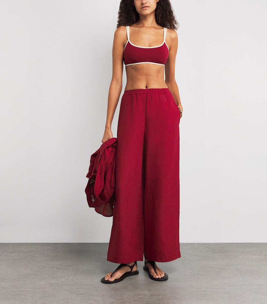 Eres Red Linen Select Wide-Leg Trousers