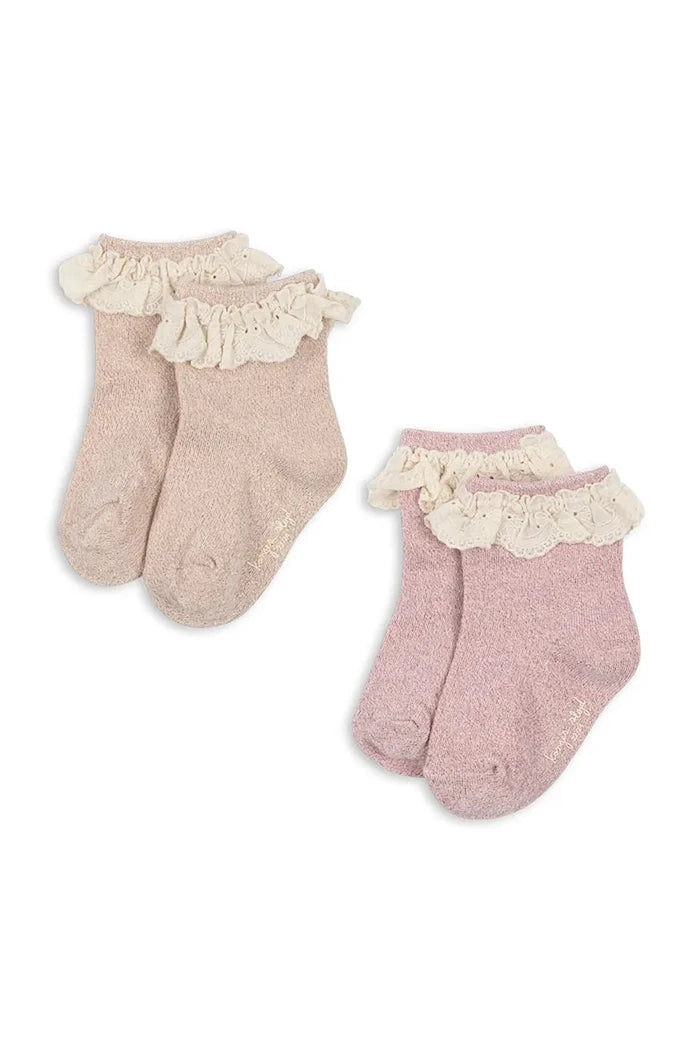 Konges Sløjd Çocuk GLITTER FRILL SOCKS 2'li Çorap
