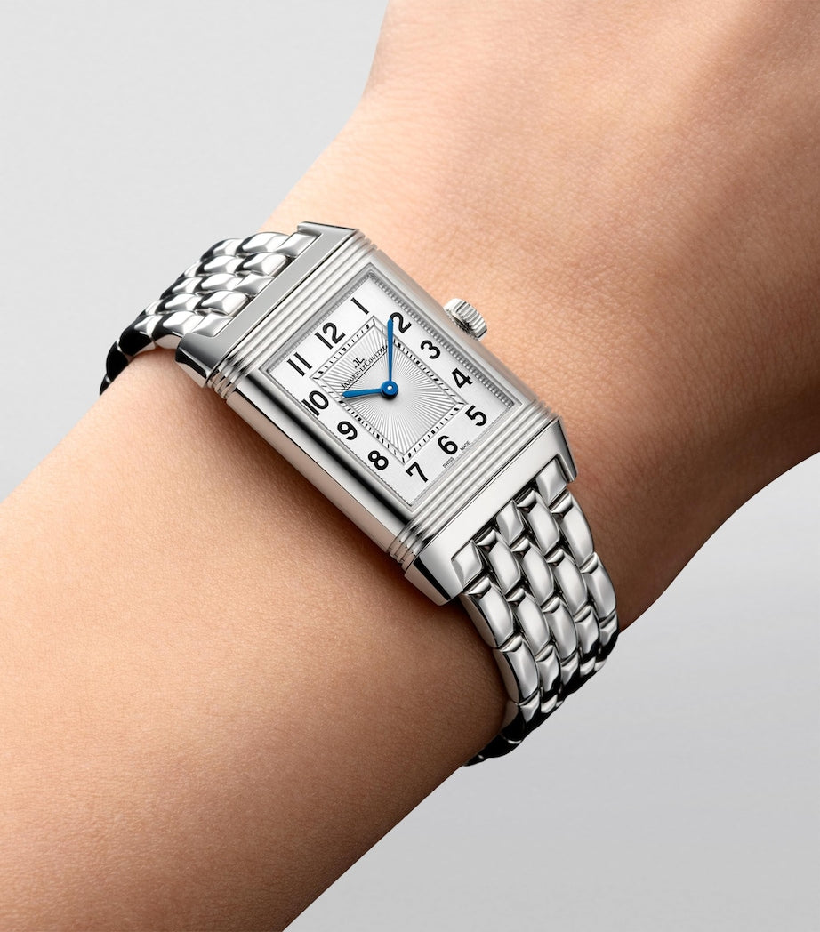 Small Stainless Steel and Diamond Reverso Classic Duetto Watch 21mm