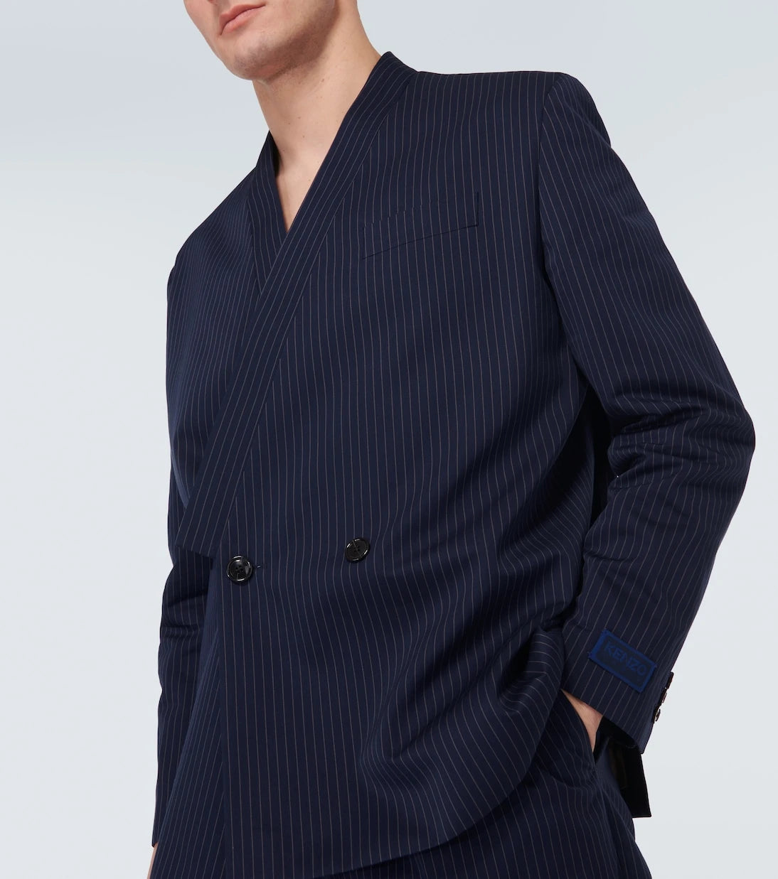 Kenzo - Pinstripe cotton and linen jacket