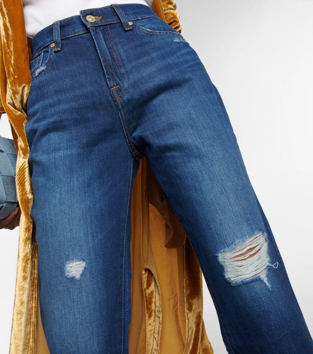 7 For All Mankind - بنطلون جينز رايلي الكاحل بقصة عالية