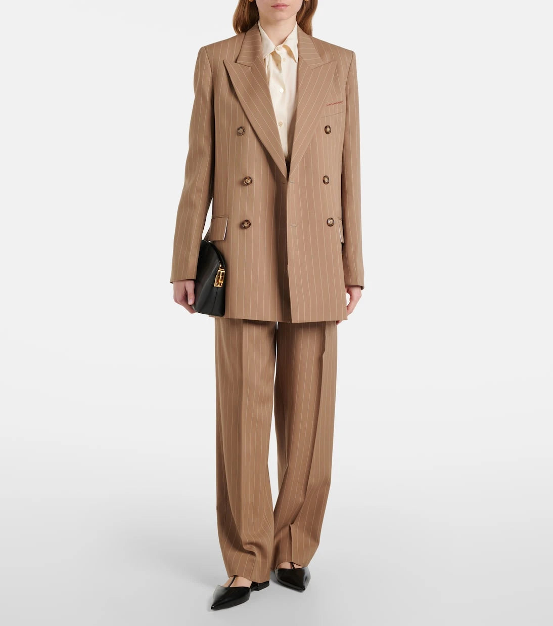 Victoria Beckham - Pinstripe virgin wool wide-leg pants