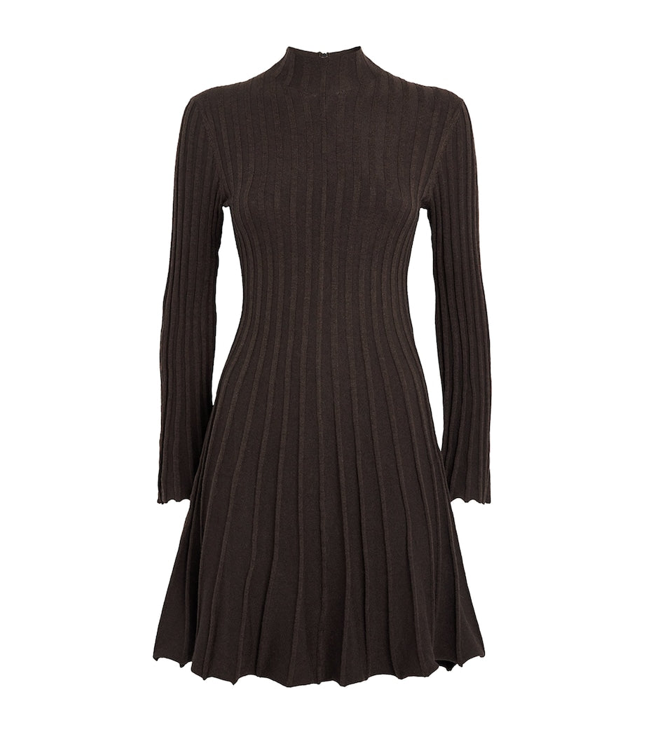 Maje Brown Long-Sleeve Mini Dress