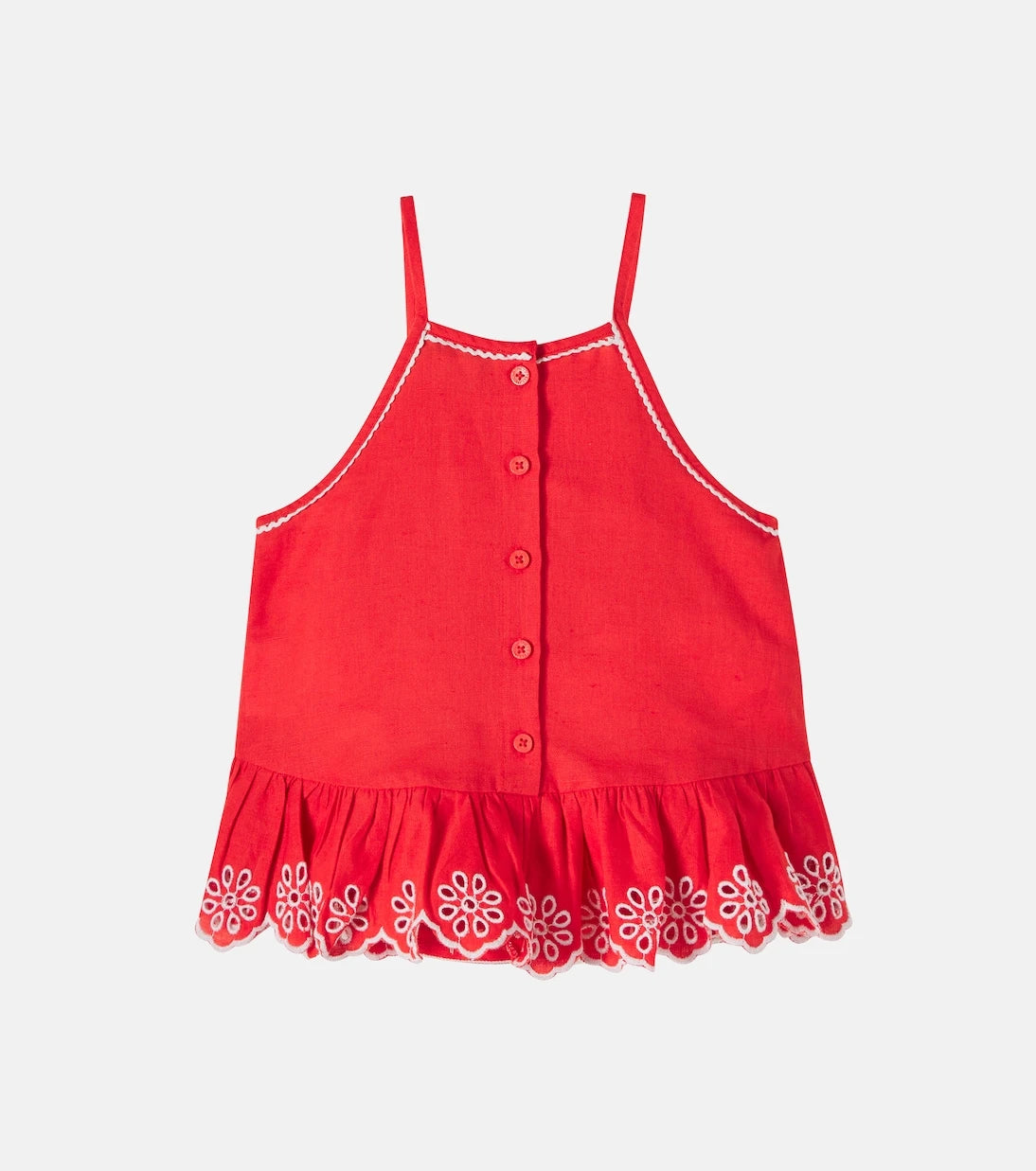 Stella McCartney Kids - Embroidered linen and cotton top