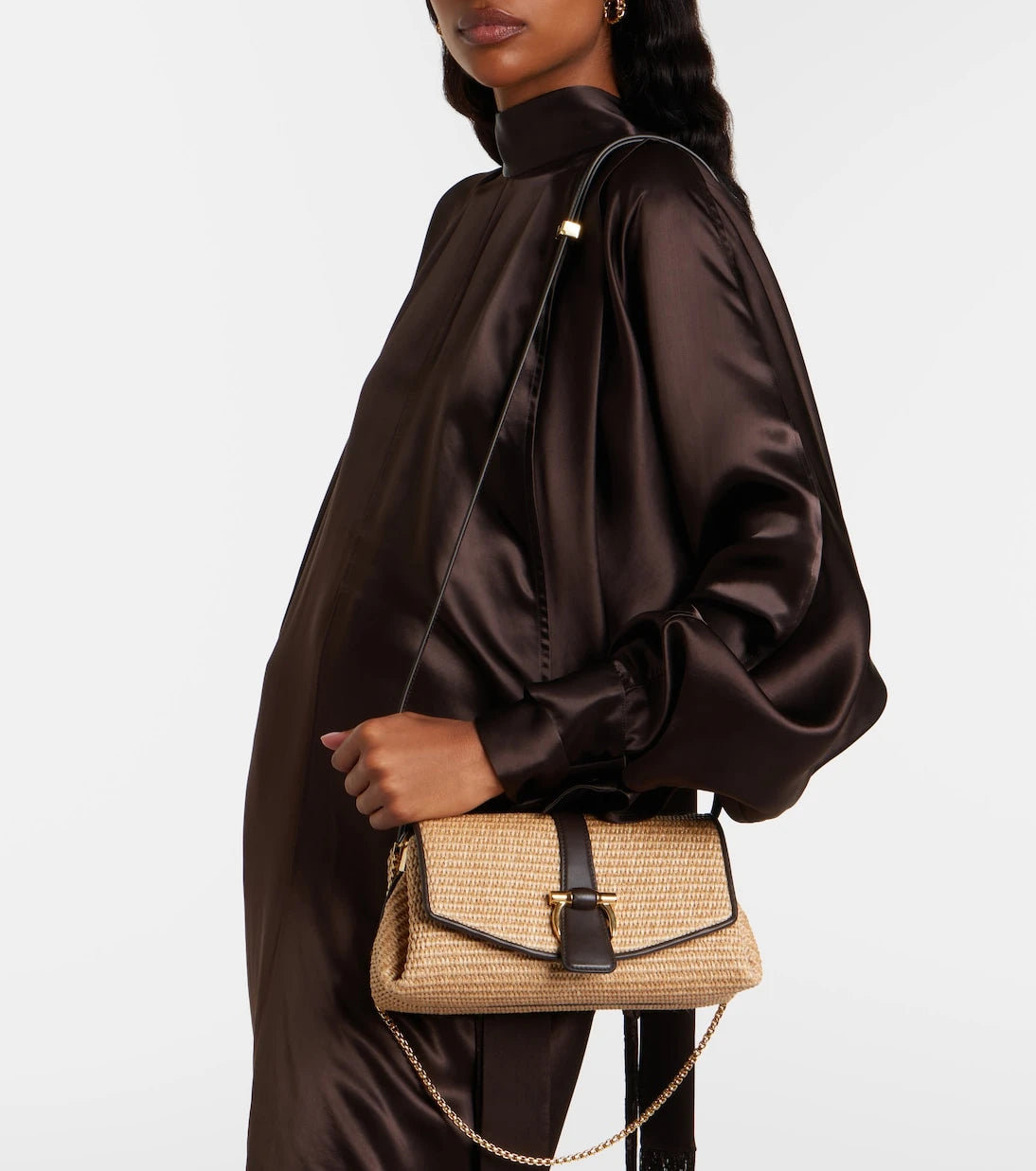 Ferragamo - Ferragamo Mia Small raffia shoulder bag