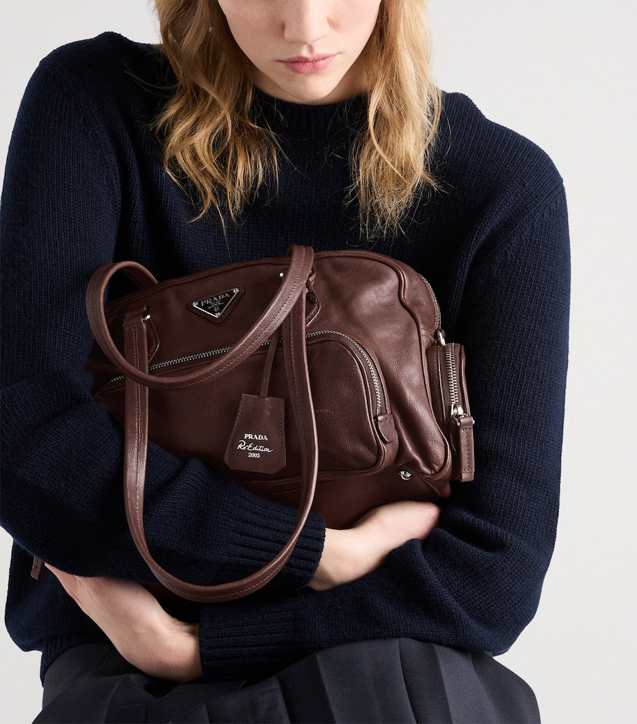 Large Washed Leather Shoulder Bag