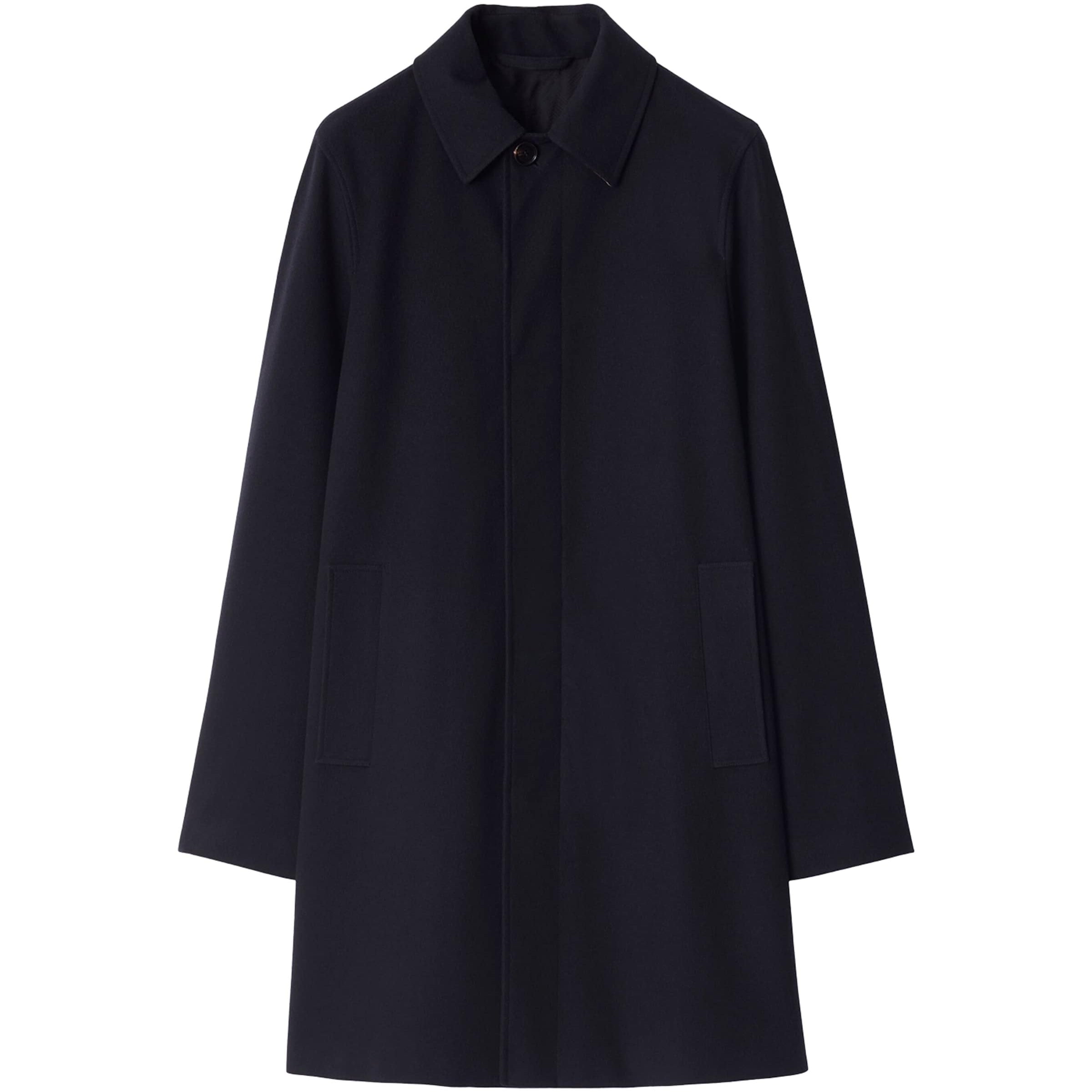 Navy Cashmere Mid-Length Car Coat