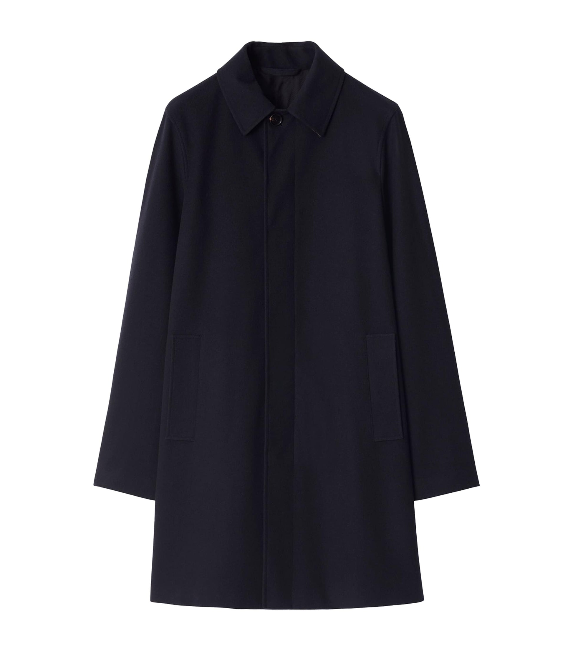 Navy Cashmere Mid-Length Car Coat