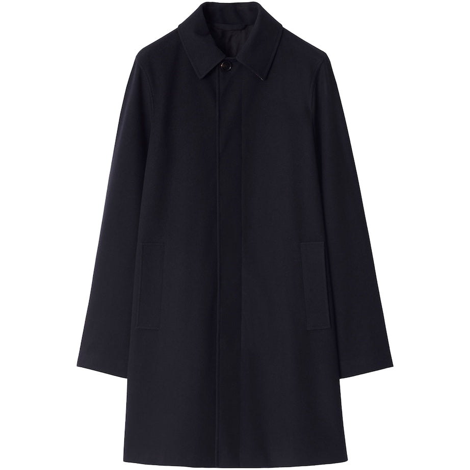 Navy Cashmere Mid-Length Car Coat