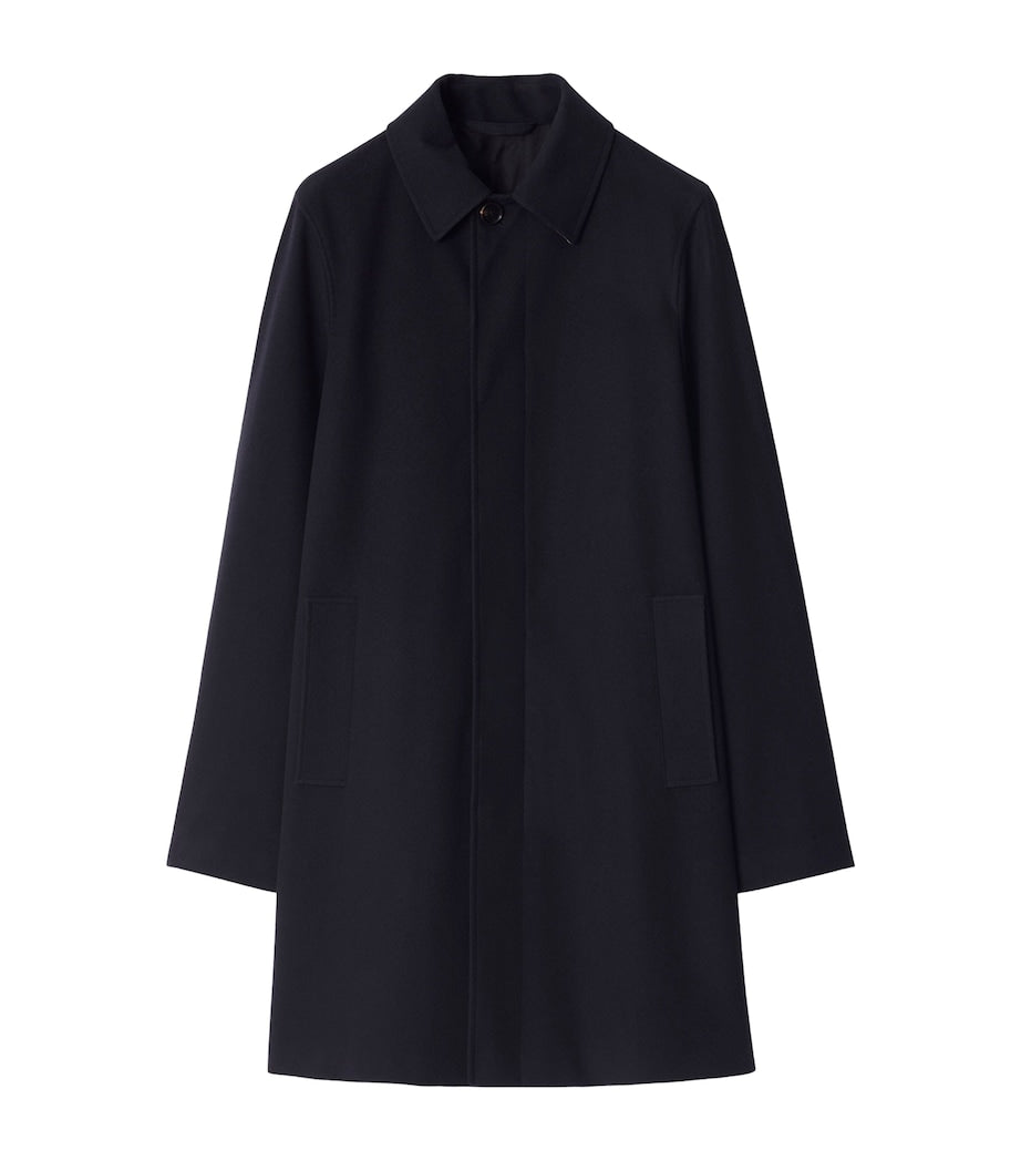 Navy Cashmere Mid-Length Car Coat