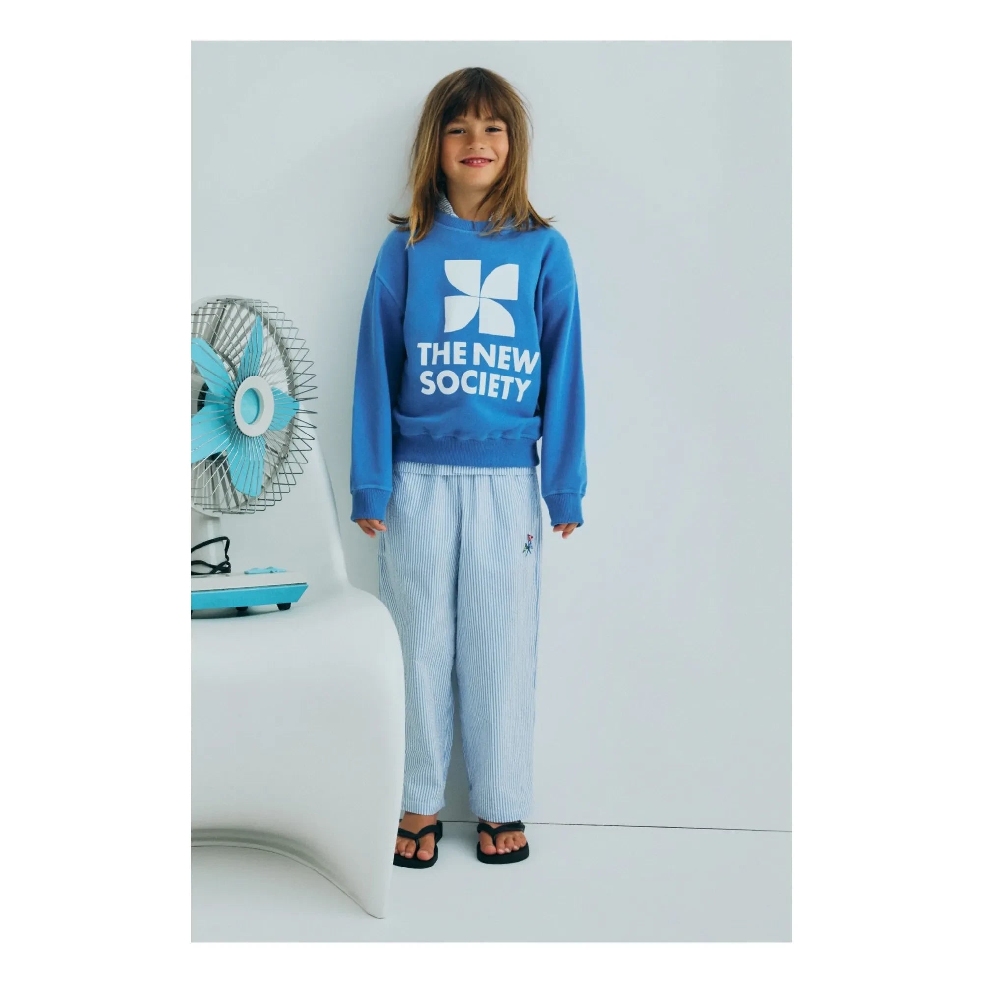 the new society - Almond Striped Seersucker Pants | Light Blue