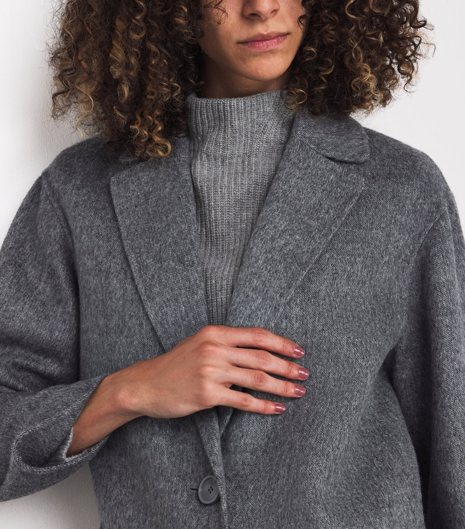 Max Mara Grey Virgin Wool Single-Breasted Jacket