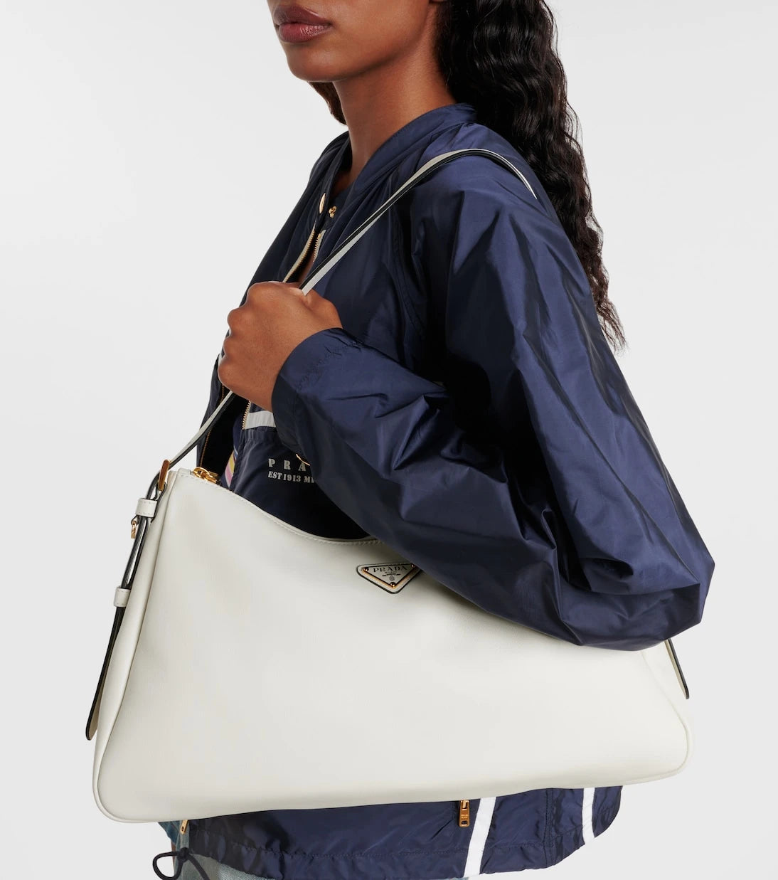 Prada - Prada Aimée Large leather shoulder bag