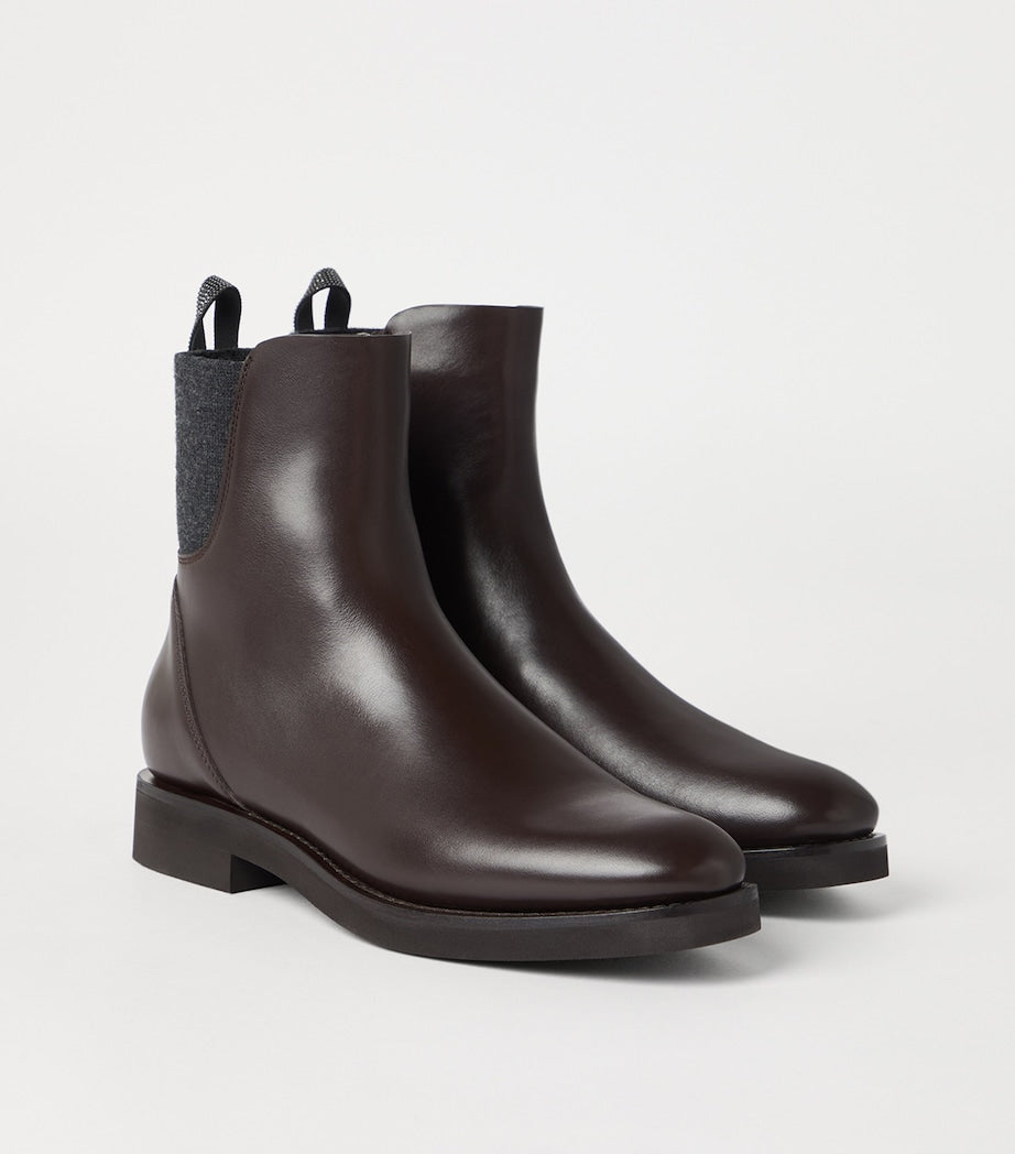 Brunello Cucinelli Brown Leather Chelsea Boots
