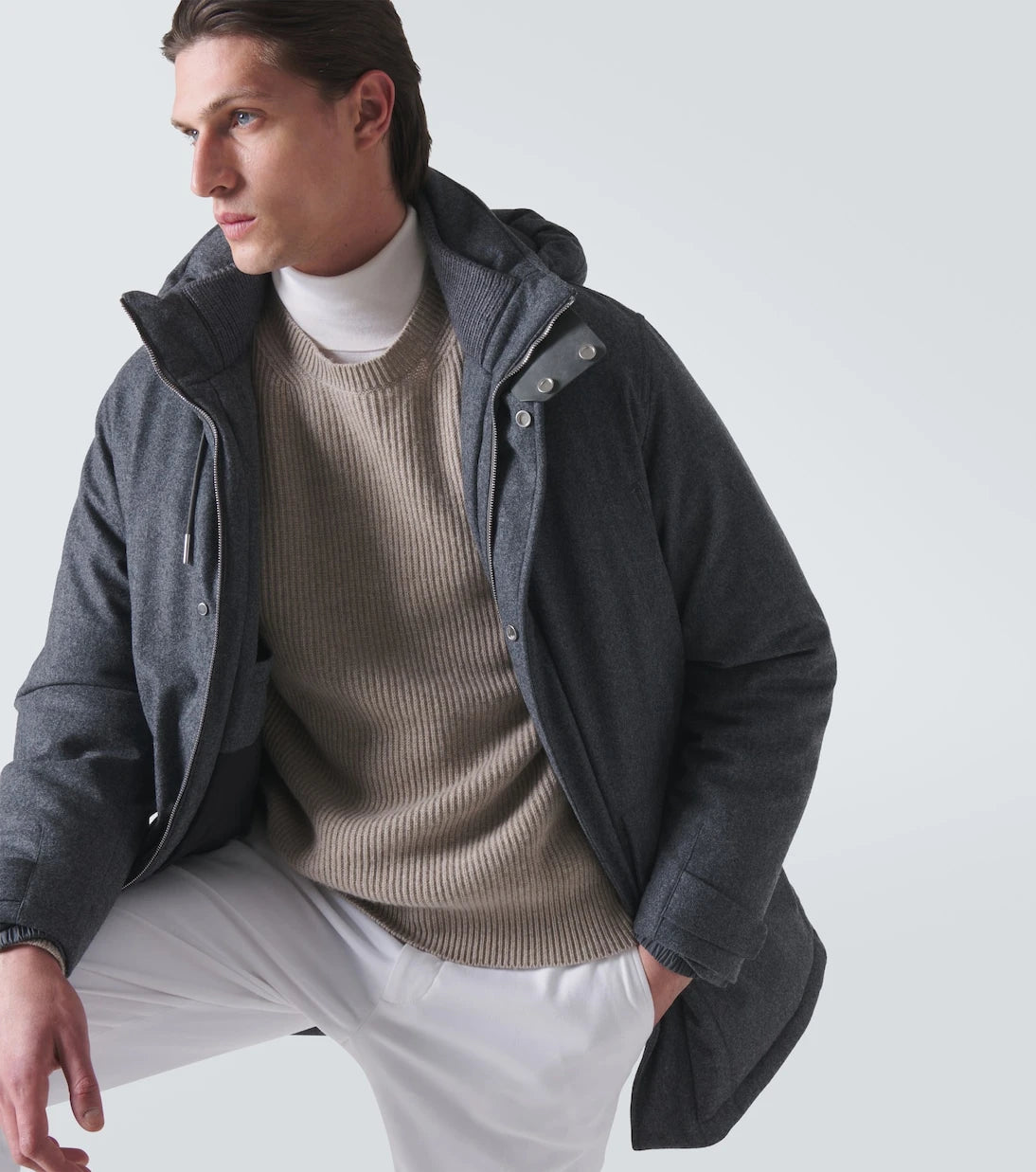 Zegna - كنزة صوف الكشمير المحبوكة والمضلعة