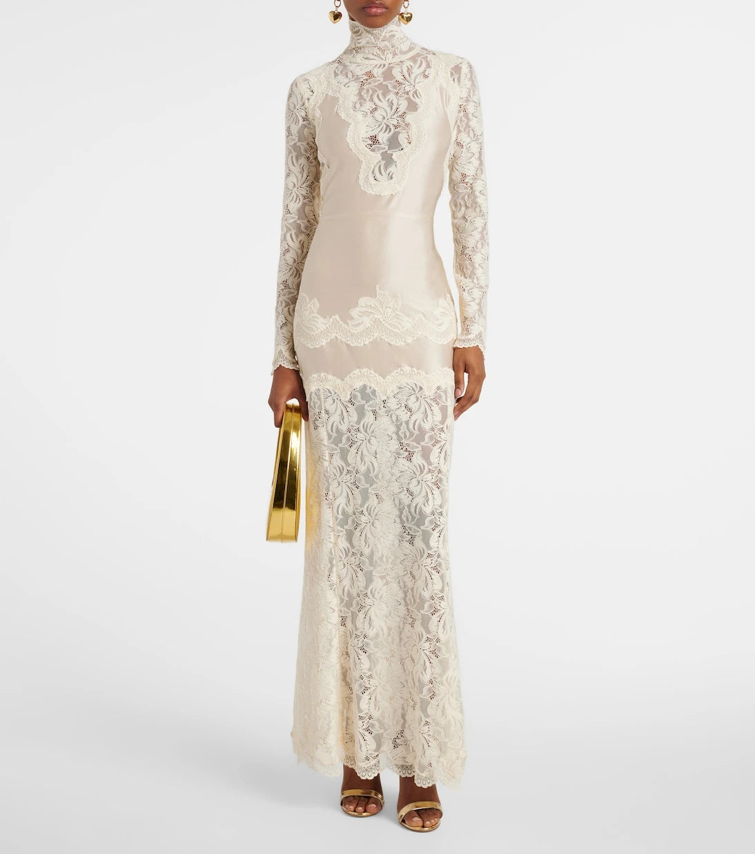 Rabanne - Lace-trimmed maxi dress