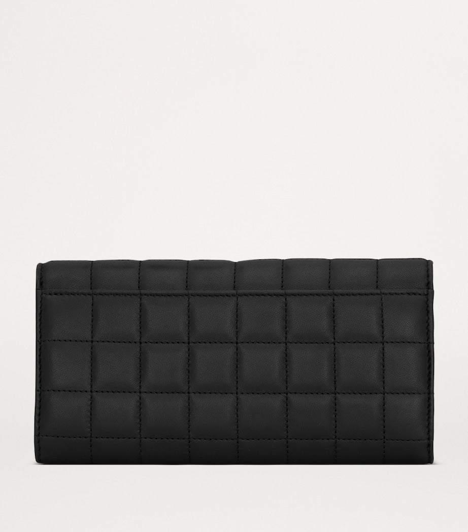 Saint Laurent Black Large Lambskin Cassandre Matelassé Carré Wallet