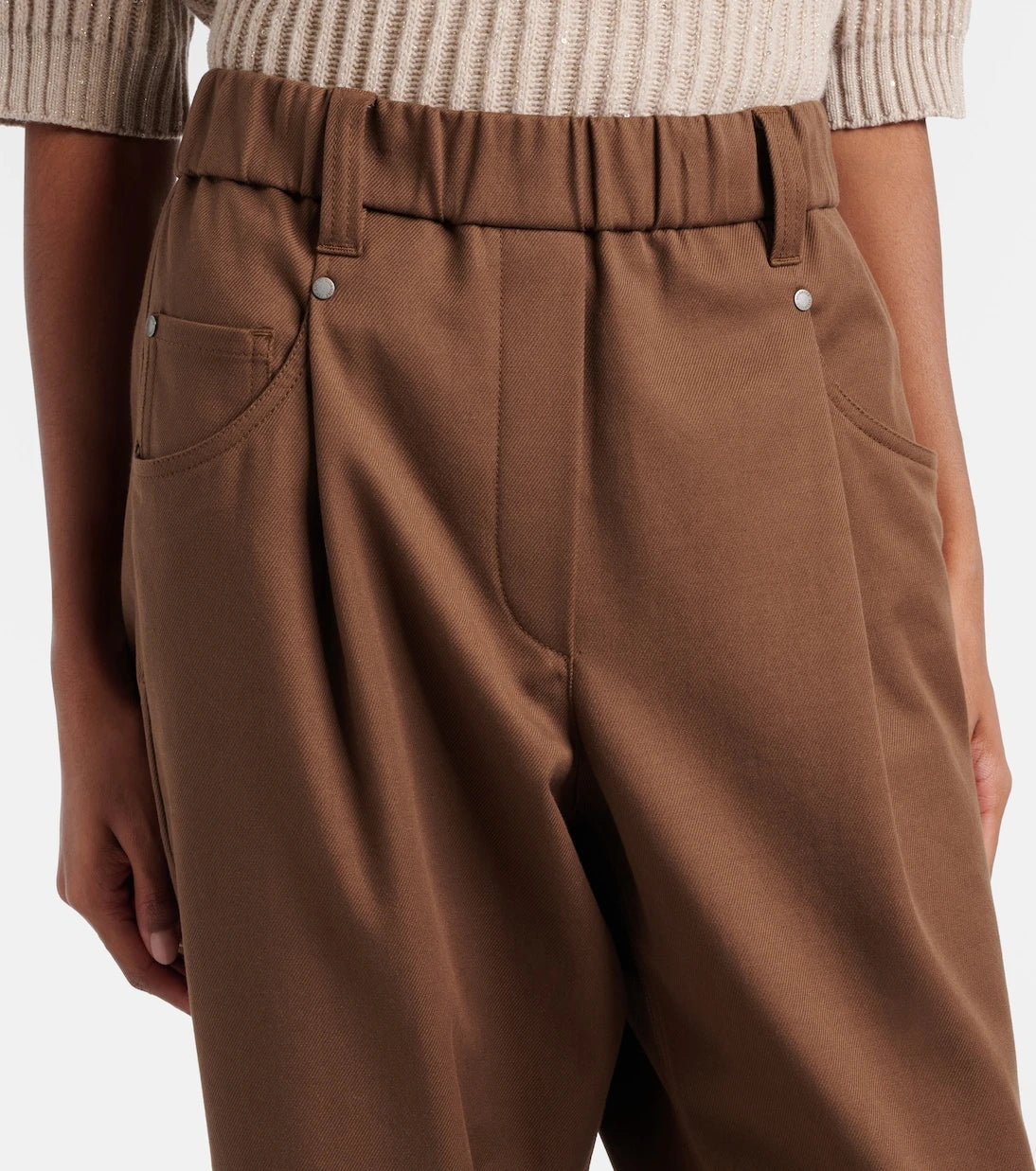 Brunello Cucinelli - بنطلون مستقيم بخلطة قطن مونوغرام