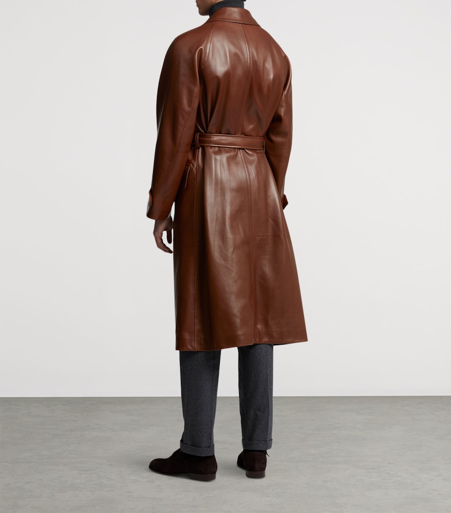 Dunhill Brown Archive Leather Trench Coat